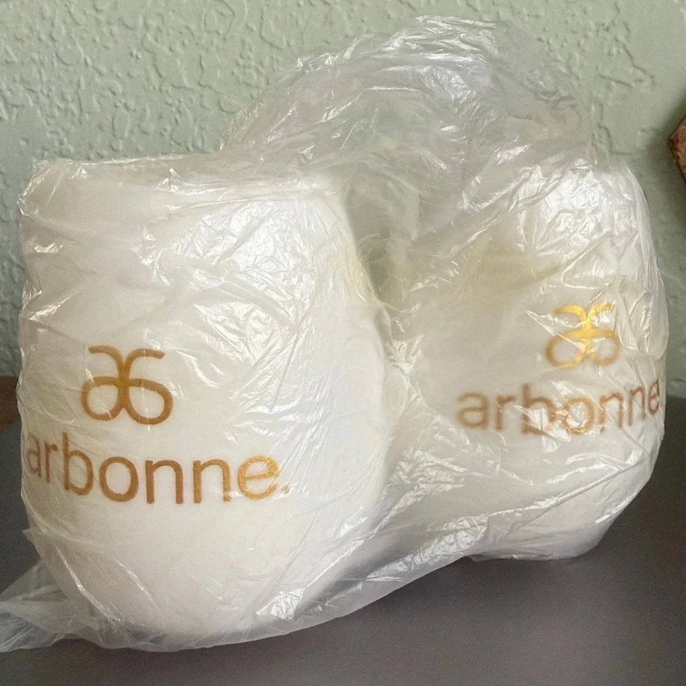 Arbonne White Cups with Gold Logo